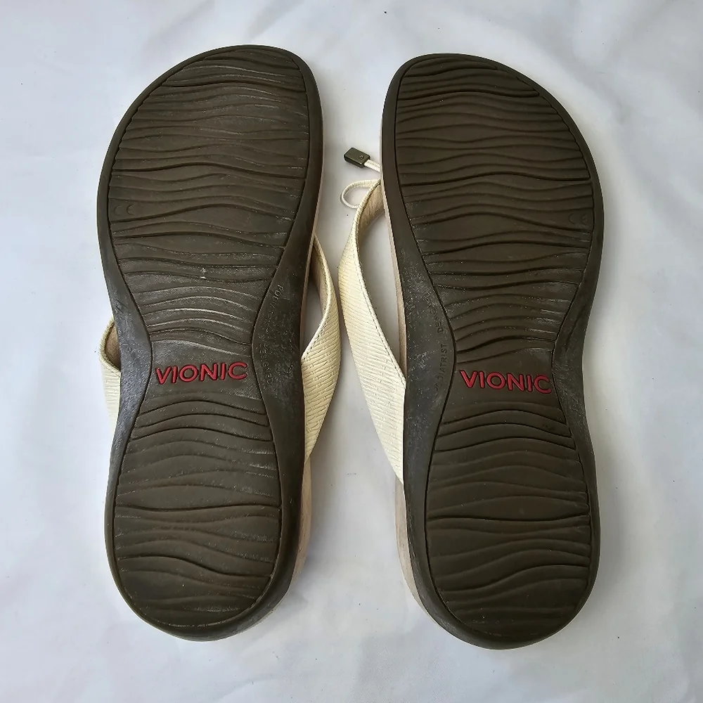 Vionic Bellall Slip on Sandal  Cream Color Bow Accent 7,5